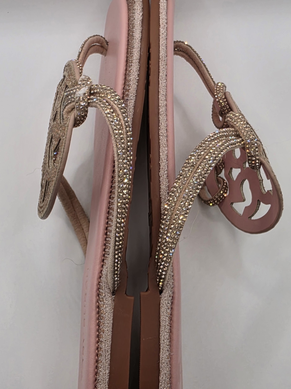 Tory Burch Pink Embellished Logo Thong Sandals - Picture 7 of 9